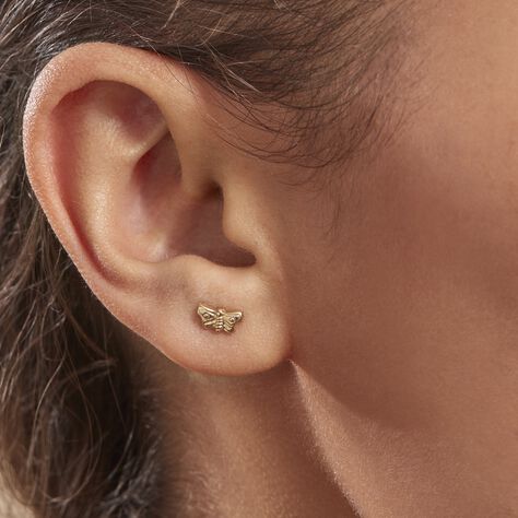 Boucles D'oreilles Puces Bartholomee Papillon Or Jaune - Clous d'oreilles Femme | Histoire d’Or