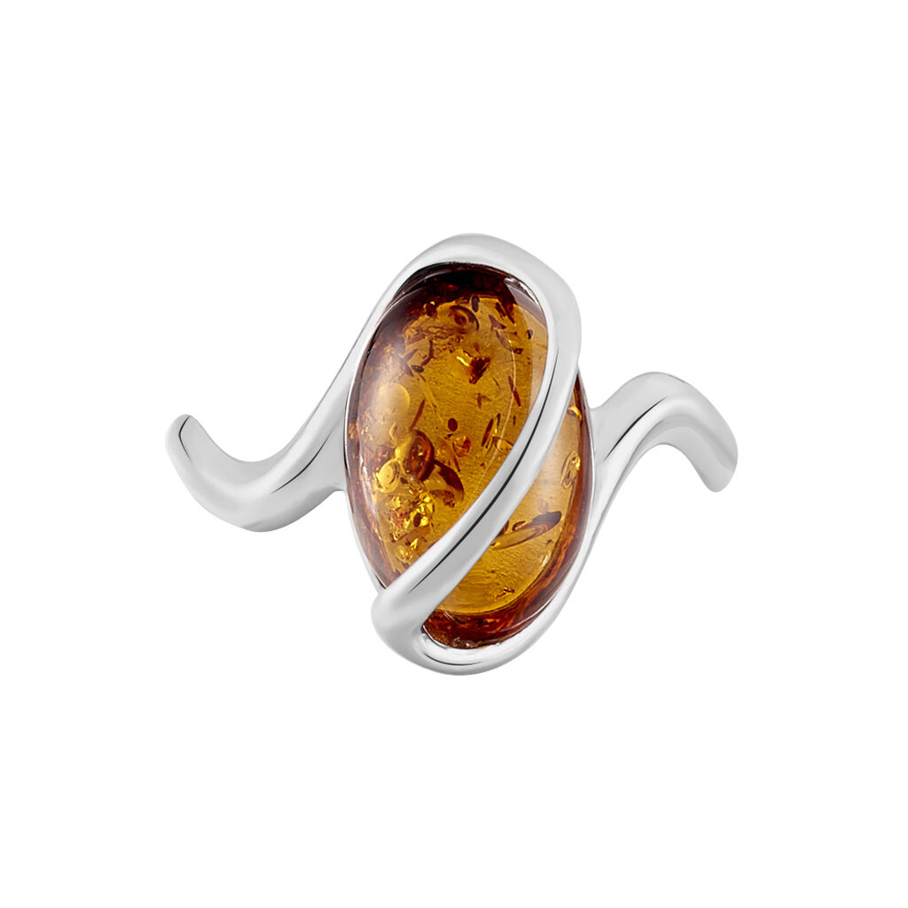 Bague Argent Blanc Leeloo Ambre - Bagues solitaires Femme | Histoire d’Or