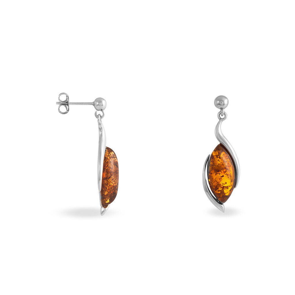 Boucles D'oreilles Pendantes Vyara Argent Blanc Ambre - Boucles d'oreilles fantaisie Femme | Histoire d’Or