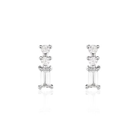 Boucles D'oreilles Puces Iolyn Argent Blanc Oxyde De Zirconium - Boucles d'oreilles fantaisie Femme | Histoire d’Or