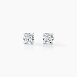 Boucles D'oreilles Puces Victoria Or Blanc Diamant - Clous d'oreilles Famille | Histoire d’Or
