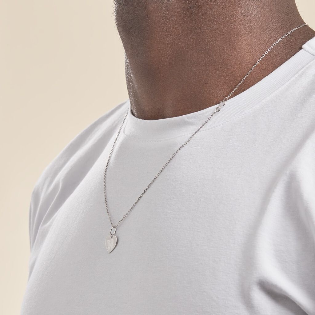 Pendentif Ange Coeur Or Blanc - Pendentifs Baptême Famille | Histoire d’Or