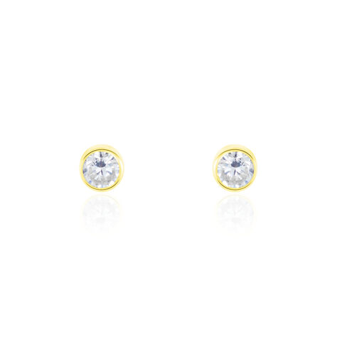 Boucles D'oreilles Puces Elda Serti Clos Or Jaune Oxyde De Zirconium - Clous d'oreilles Femme | Histoire d’Or