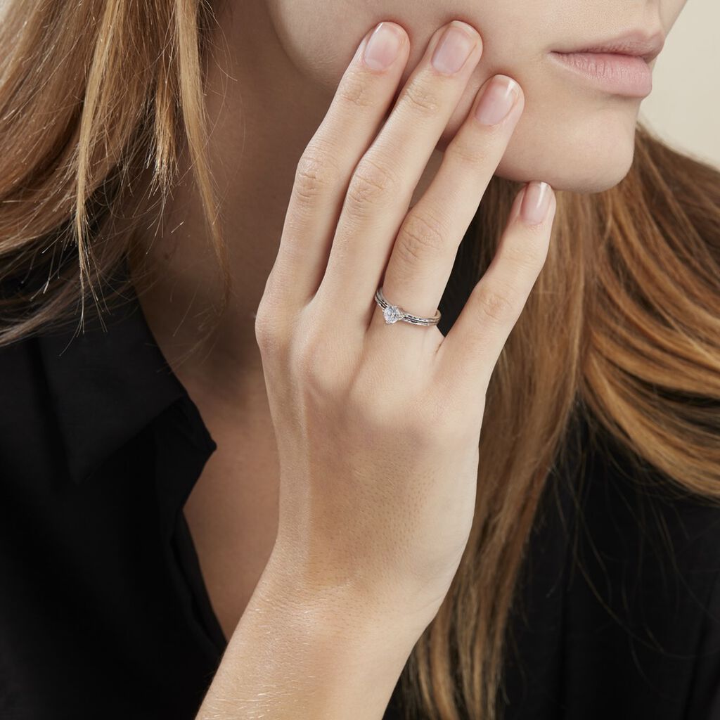 Bague Solitaire Argent Blanc Candi Oxyde De Zirconium - Bagues solitaires Femme | Histoire d’Or