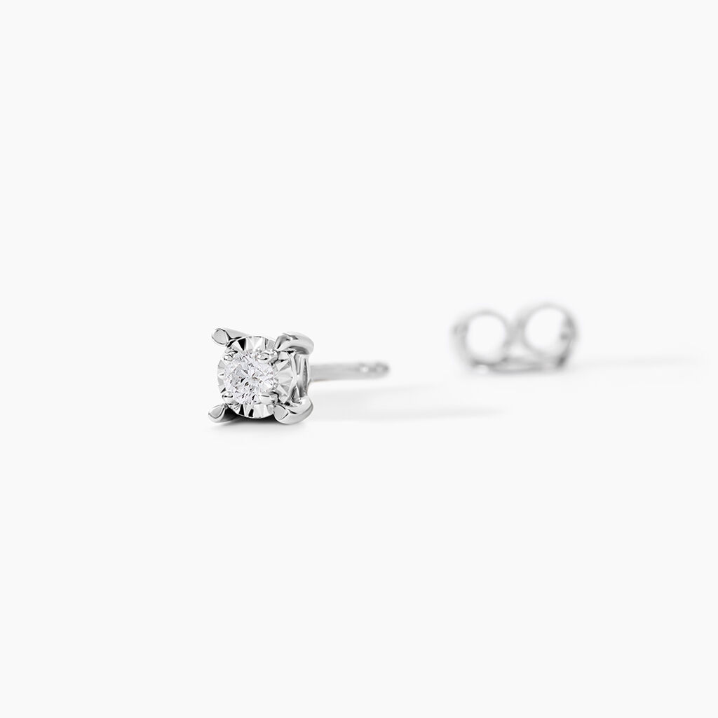 Boucles D'oreilles Puces Diamotion Or Blanc Diamant - Clous d'oreilles Femme | Histoire d&rsquo;Or