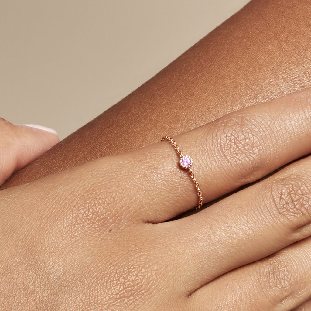 Bague Chaine Rio Selaron Argent Rose Oxyde De Zirconium - Bagues solitaires Femme | Histoire d’Or