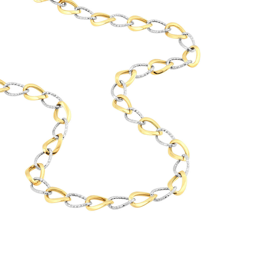 Collier Joice Maille Alternée Et Godronne Or Bicolore - Chaines Femme | Histoire d’Or