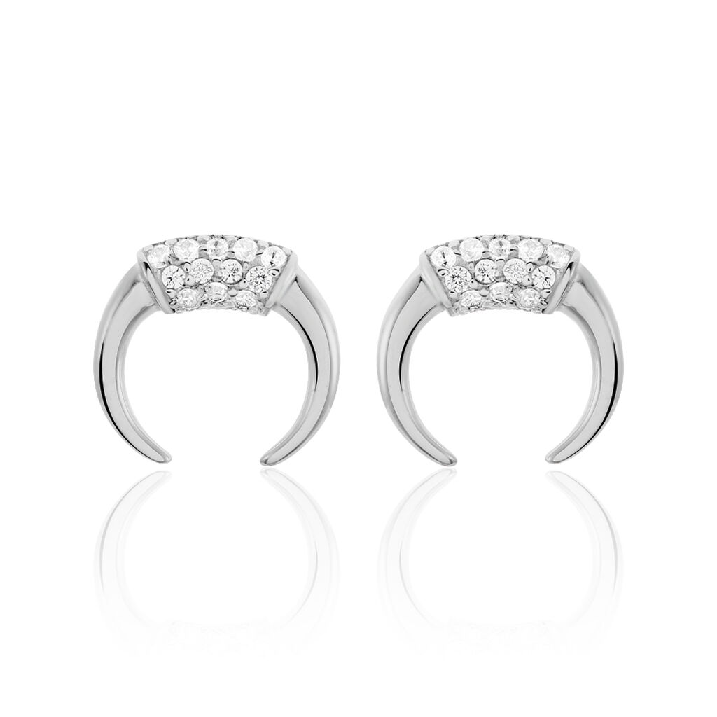 Boucles D'oreilles Puces Corneliana Argent Blanc Oxyde De Zirconium - Boucles d'oreilles fantaisie Femme | Histoire d’Or