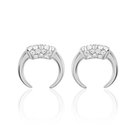 Boucles D'oreilles Puces Corneliana Argent Blanc Oxyde De Zirconium - Boucles d'oreilles fantaisie Femme | Histoire d’Or