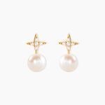 Boucles D'Oreilles Puces Kalpana Or Jaune Perle De Culture Oxyde De Zirconium - Clous d'oreilles Femme | Histoire d&rsquo;Or