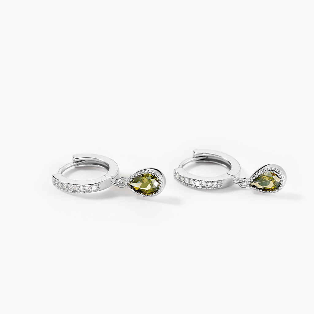 Créoles Jerusha Argent Blanc Oxyde De Zirconium - Boucles d'oreilles créoles Femme | Histoire d’Or