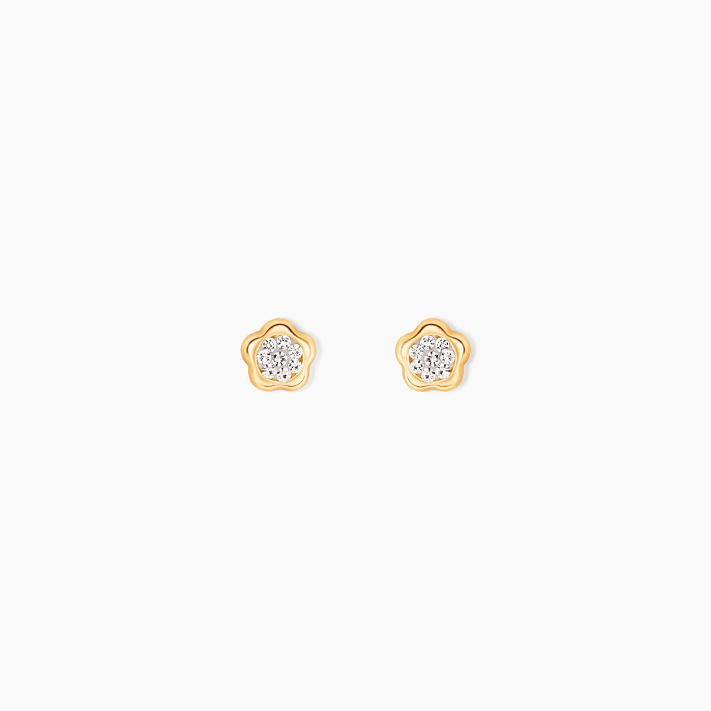 Boucles D'Oreilles Puces Barbro Or Jaune Cristal - Clous d'oreilles Femme | Histoire d&rsquo;Or