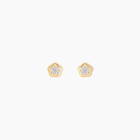 Boucles D'Oreilles Puces Barbro Or Jaune Cristal - Clous d'oreilles Femme | Histoire d&rsquo;Or