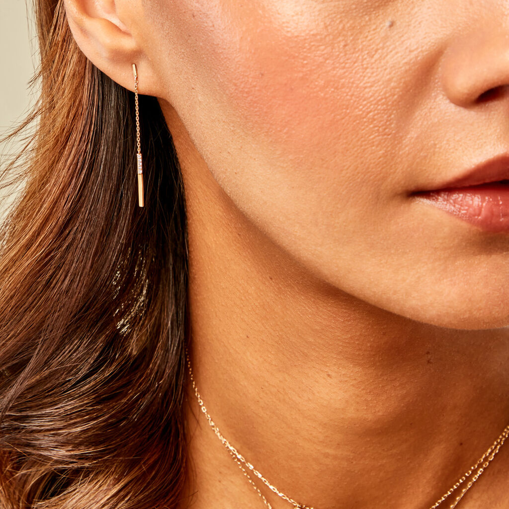 Boucles D'Oreilles Pendantes Ainhoaa Or Jaune Diamant - Boucles d'oreilles pendantes Femme | Histoire d’Or