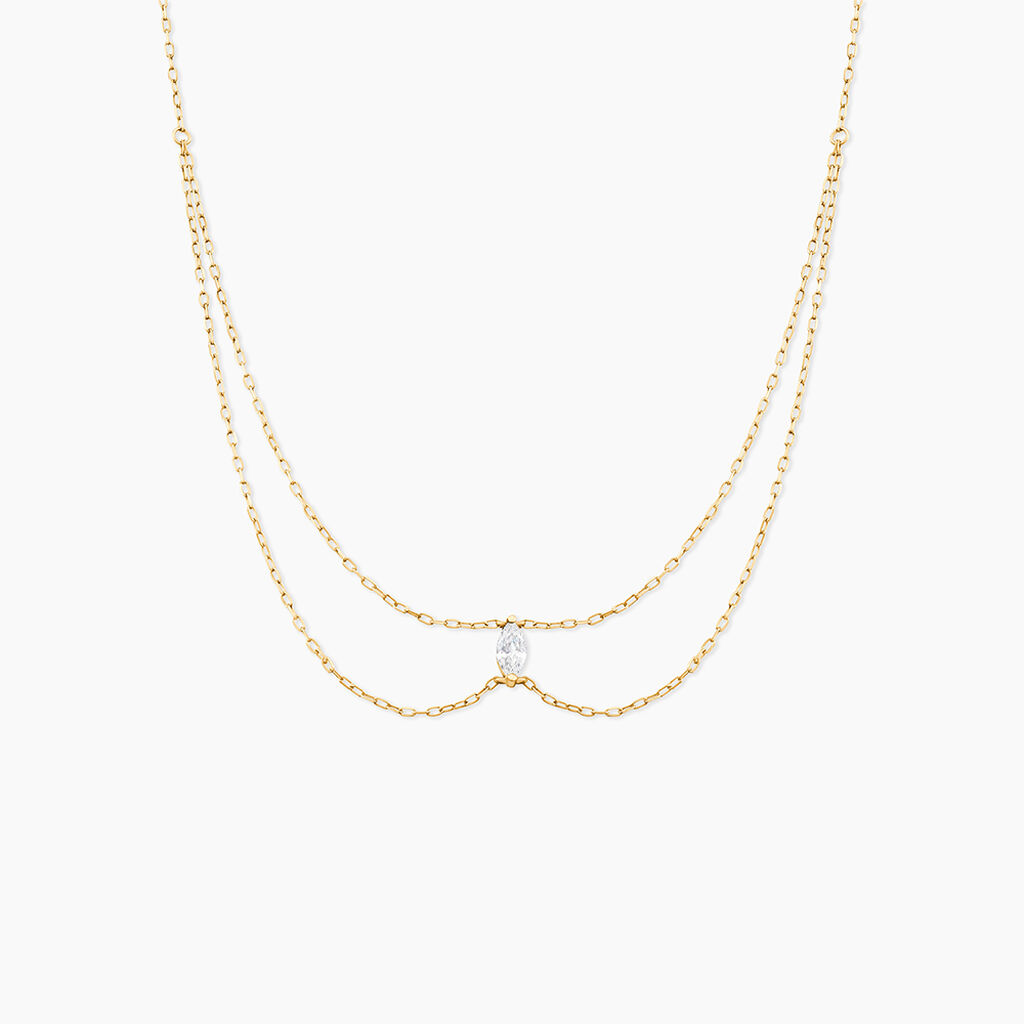 Collier Sparkle Or Jaune Oxyde De Zirconium - Colliers doubles et triples cha&icirc;nes Femme | Histoire d&rsquo;Or