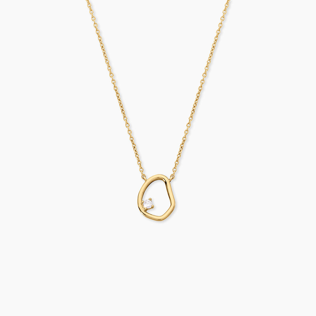 Collier Galen Argent Dor&eacute; A L'Or 750/1000 Oxyde De Zirconium - Colliers Femme | Histoire d&rsquo;Or