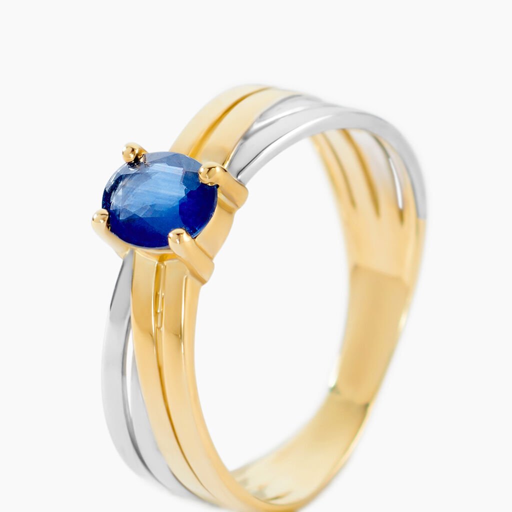 Bague Hannah Or Bicolore Saphir - Bagues solitaires Femme | Histoire d&rsquo;Or