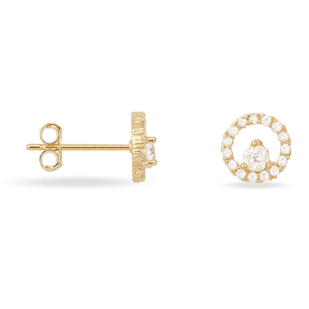 Boucles D'oreilles Puces Lila Plaqué Or Jaune Oxyde De Zirconium - Boucles d'oreilles fantaisie Femme | Histoire d’Or