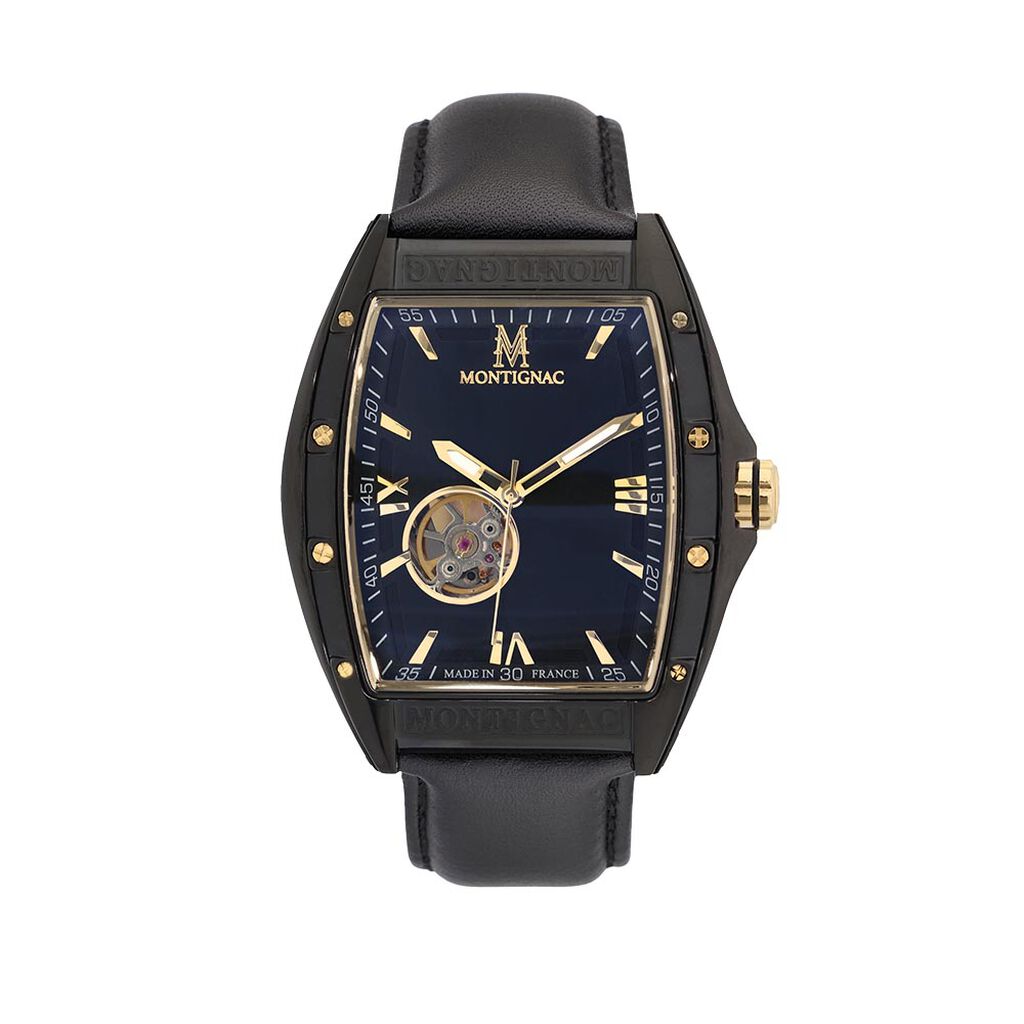 Montre Montignac Tonneau Automatique Noir - Montres Homme | Histoire d&rsquo;Or