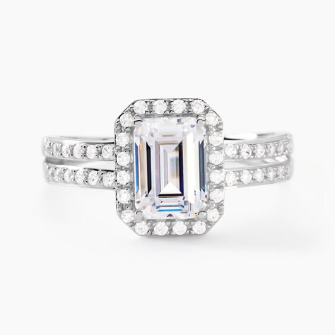 Bague Solitaire Accompagnž Or Blanc Addy Oxyde De Zirconium - Bagues solitaires Femme | Histoire d’Or