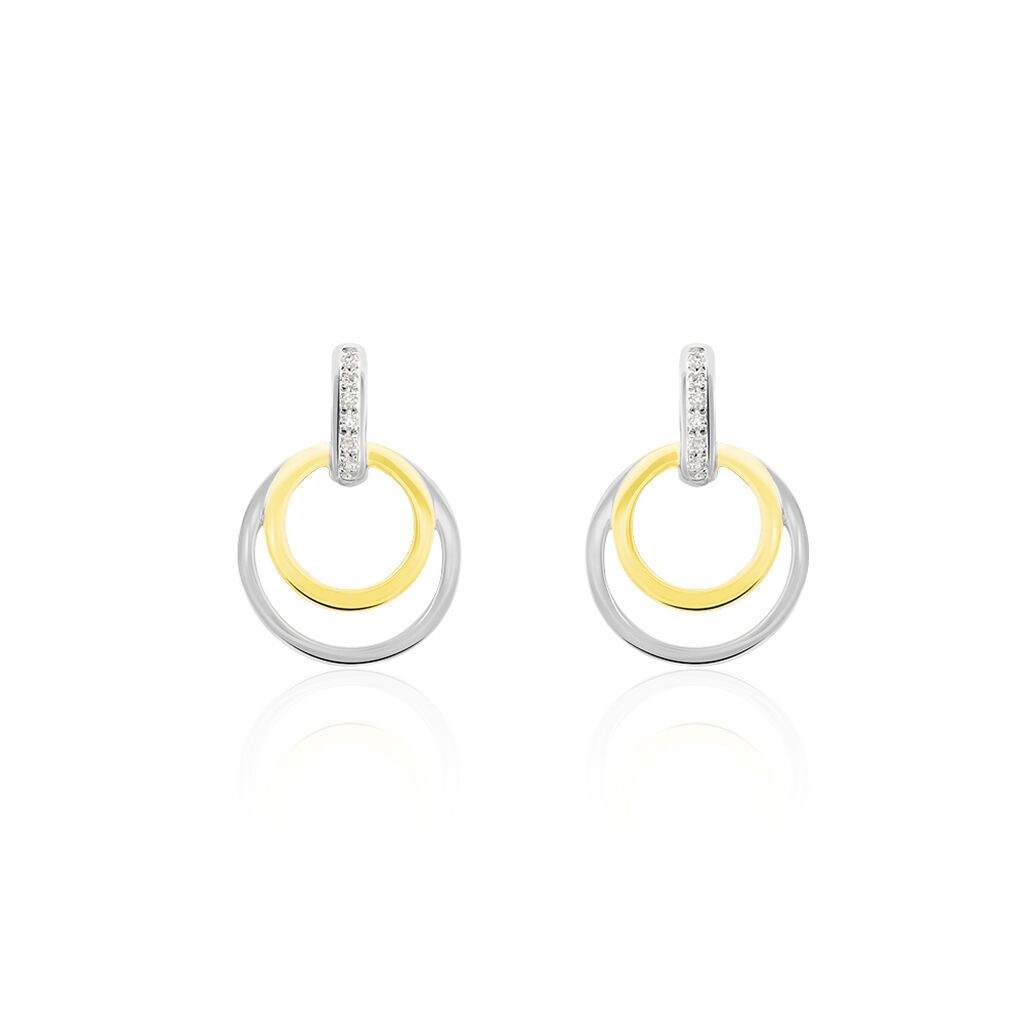 Boucles D'oreilles Pendantes Or Bicolore Eloisia Diamants - Boucles d'oreilles pendantes Femme | Histoire d’Or