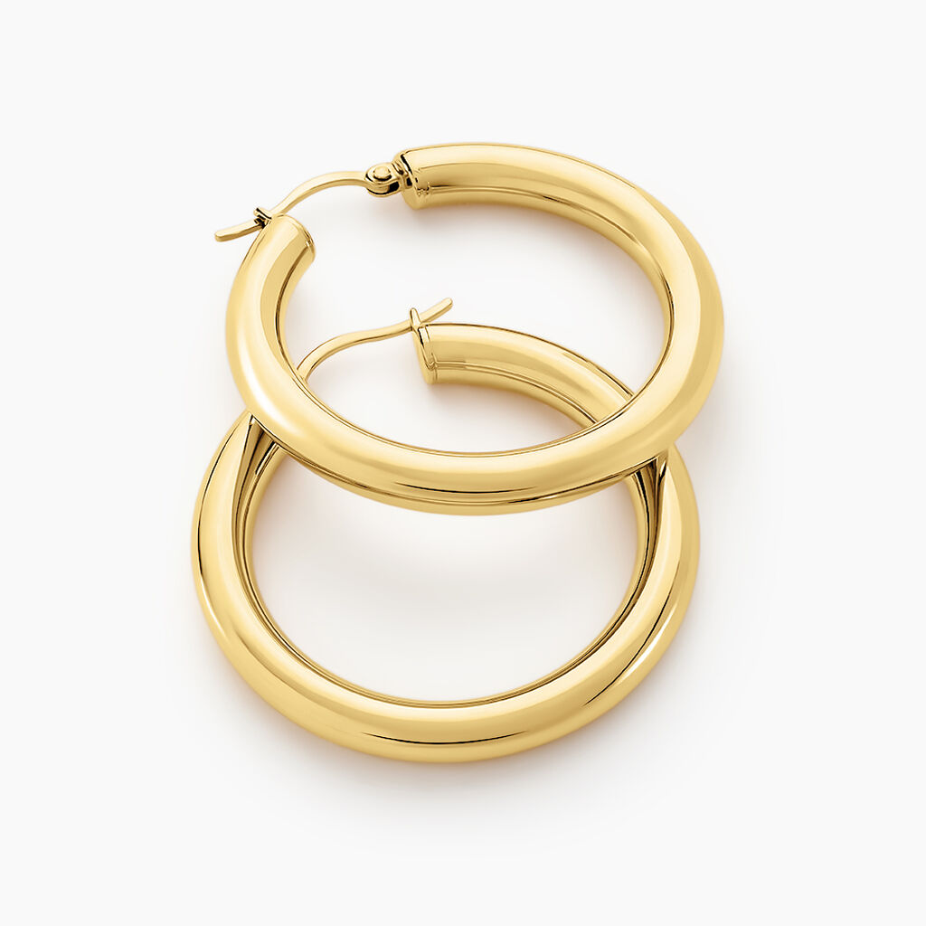 Créoles Amael Acier Jaune - Boucles d'oreilles créoles Femme | Histoire d’Or