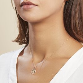 Pendentif Vierge Rond Diamante Or Jaune Oxyde De Zirconium - Pendentifs Baptême Famille | Histoire d’Or