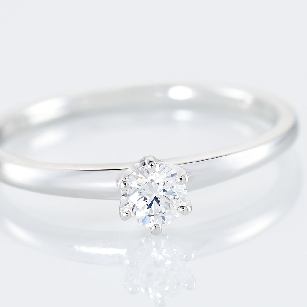Bague Solitaire Natalia Or Blanc Diamant - Bagues solitaires Femme | Histoire d’Or