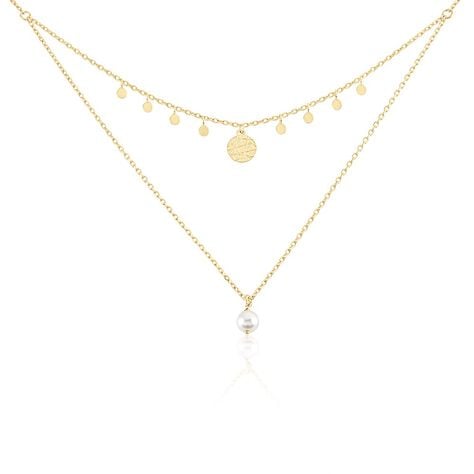 Collier Plaqué Or Jaune Aglaya Perle D'imitation - Colliers doubles et triples chaînes Femme | Histoire d’Or