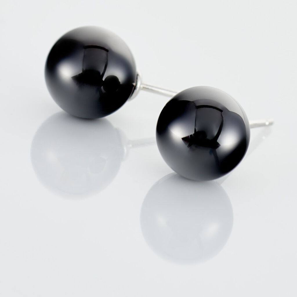 Boucles D'oreilles Puces Orbe Argent Blanc C&eacute;ramique - Boucles d'oreilles fantaisie Femme | Histoire d&rsquo;Or