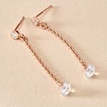 Boucles D'oreilles Pendantes Constantin Argent Rose Oxyde De Zirconium - Boucles d'oreilles fantaisie Femme | Histoire d&rsquo;Or