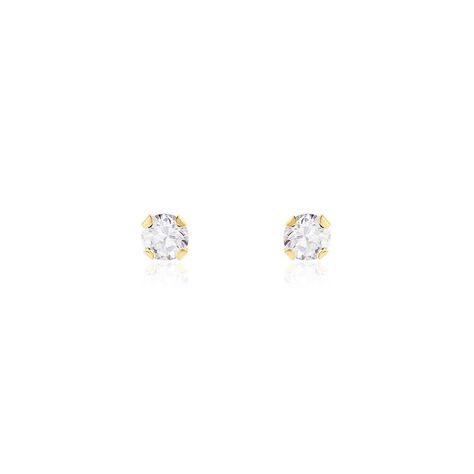 Boucles D'oreilles Puces Pepita Or Jaune Oxyde De Zirconium - Clous d'oreilles Famille | Histoire d’Or