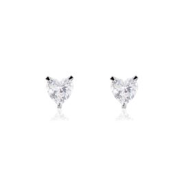 Boucles D'oreilles Puces Argent Blanc Schull Oxydes De Zirconium - Boucles d'Oreilles Coeur Femme | Histoire d’Or