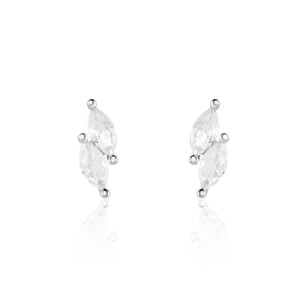 Boucles D'oreilles Puces Winter Sweetness Argent Blanc Oxyde - Boucles d'oreilles fantaisie Femme | Histoire d’Or