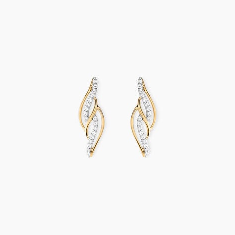 Boucles D'oreilles Puces Demelza Or Jaune Oxyde De Zirconium - Clous d'oreilles Femme | Histoire d&rsquo;Or