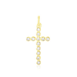Pendentif Canice Croix Or Jaune Oxyde De Zirconium - Pendentifs Communion Femme | Histoire d’Or