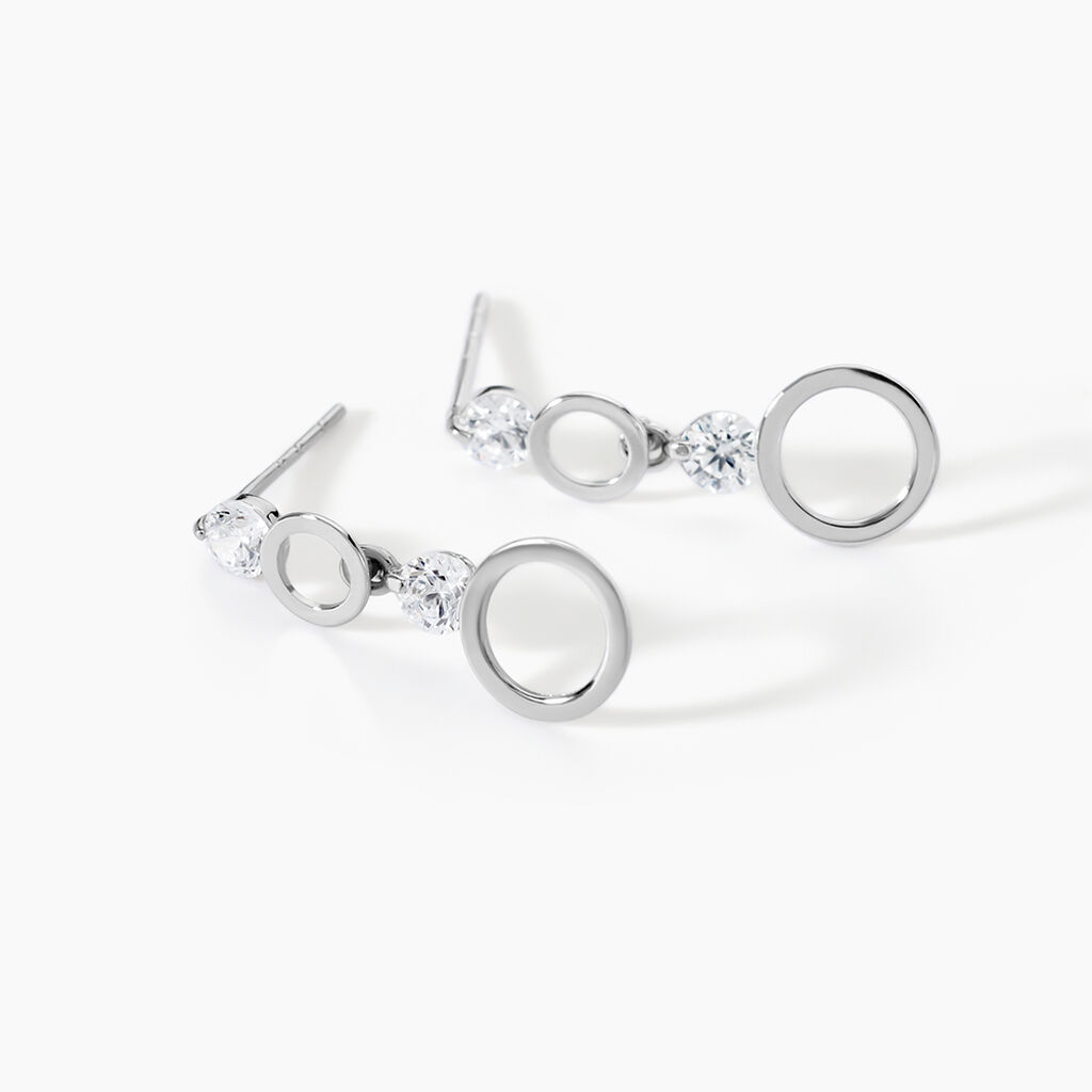 Boucles D'oreilles Puces Wynona Or Blanc Oxyde - Boucles d'oreilles pendantes Femme | Histoire d&rsquo;Or