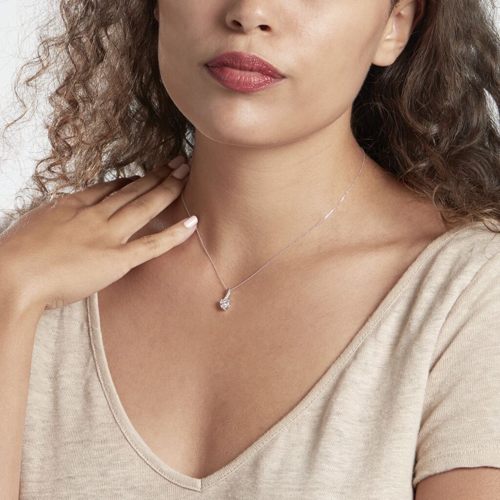 Collier Or Blanc Akli Oxyde De Zirconium - Colliers Femme | Histoire d’Or