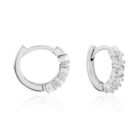 Créoles Argent Blanc Derren Oxydes De Zirconium - Boucles d'oreilles créoles Femme | Histoire d’Or