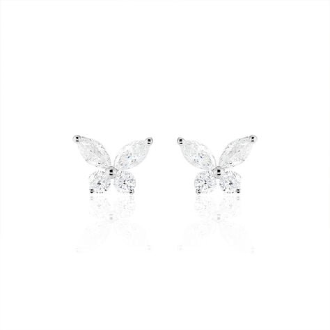 Boucles D'oreilles Puces Kesia Or Blanc Oxyde De Zirconium - Clous d'oreilles Femme | Histoire d’Or