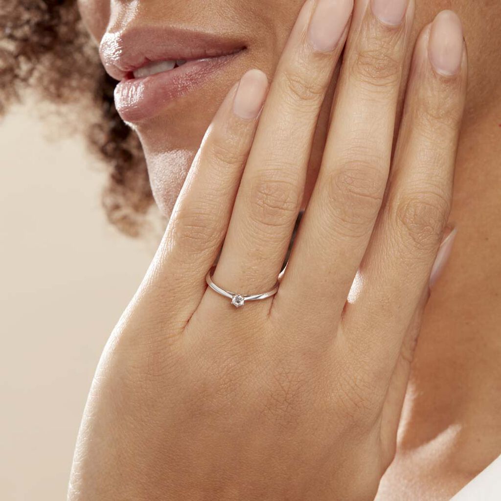 Bague Solitaire Veronika Or Blanc Diamant - Bagues solitaires Femme | Histoire d’Or