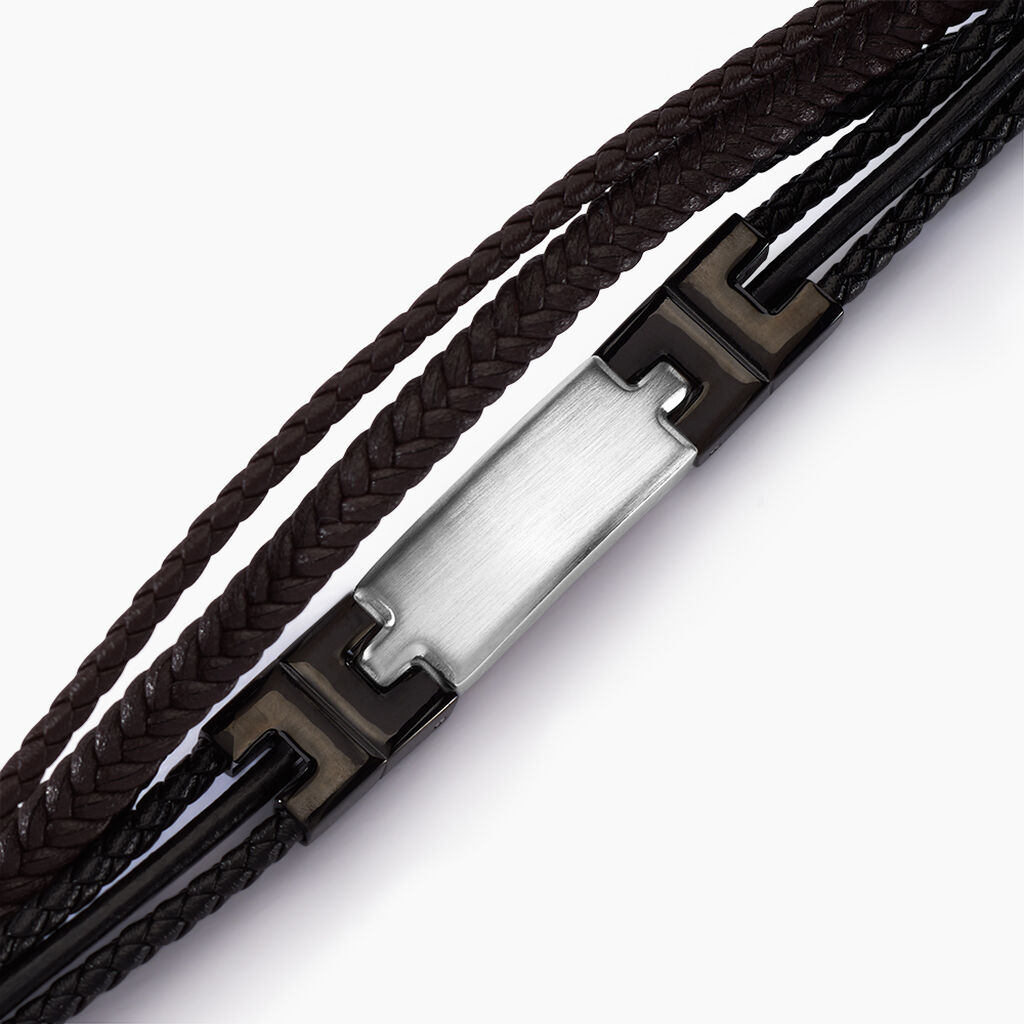 Bracelet Jourdan Thasos Cuir Noir Et Marron - Bracelets Homme | Histoire d’Or