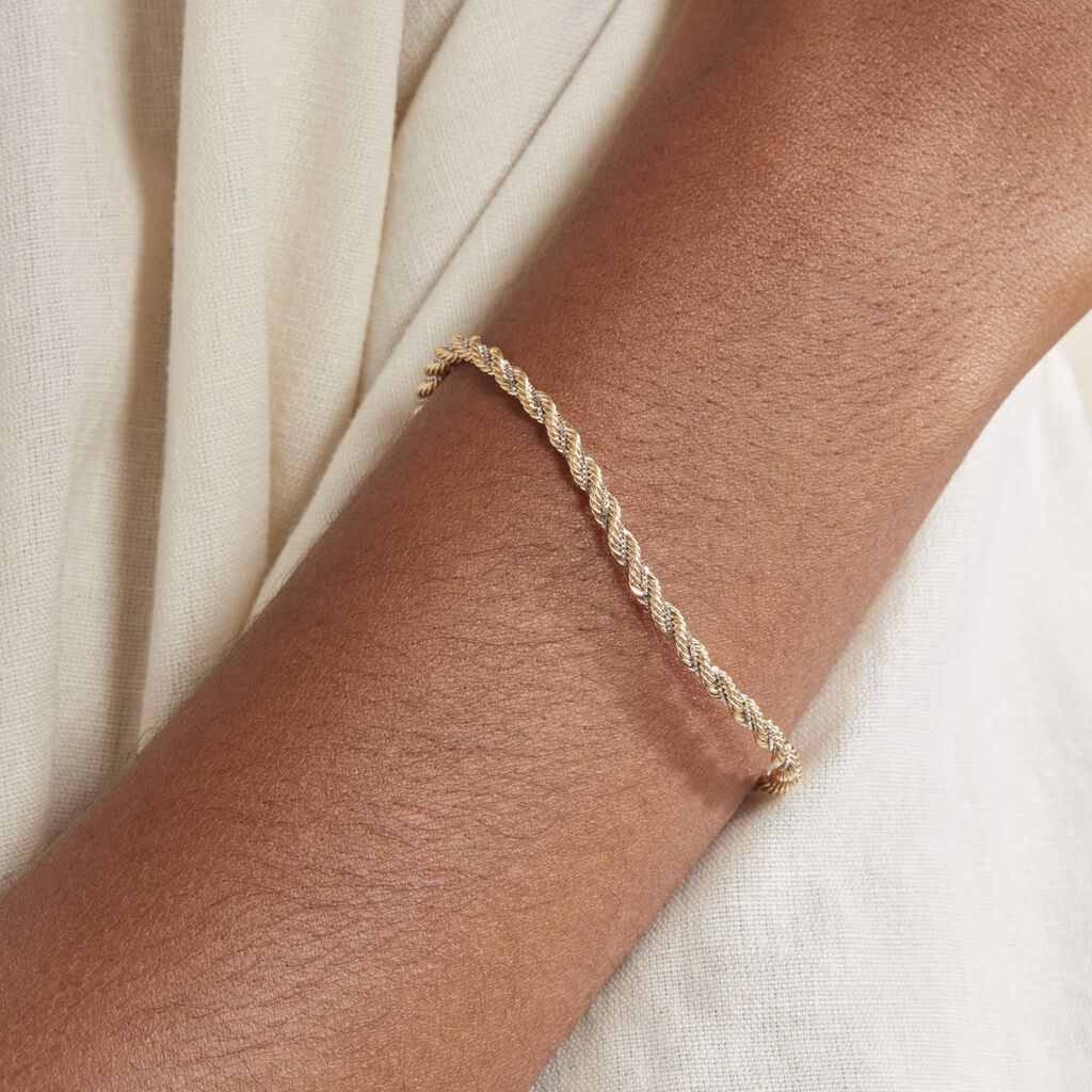 Bracelet Corde Et Venitienne Or Bicolore - Bracelets chaîne Femme | Histoire d’Or