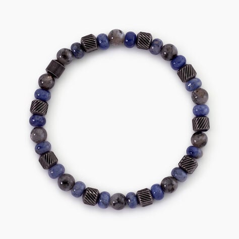 Bracelet Naturel Acier Argent&eacute; Sodalite Labradorite - Bracelets Pierre Homme | Histoire d&rsquo;Or