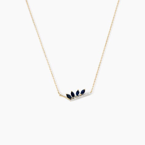 Collier Navette Or Jaune Saphir Diamant - Colliers Femme | Histoire d’Or