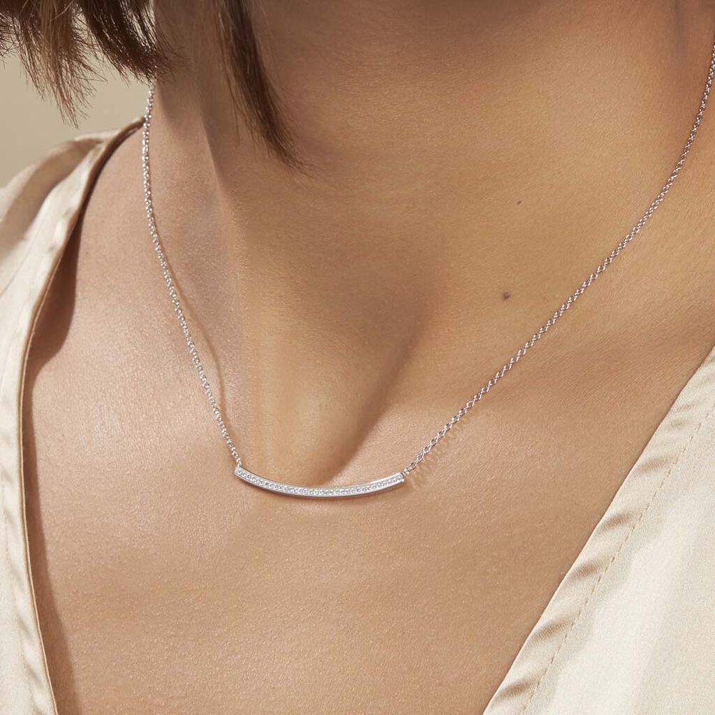 Collier Judith Argent Blanc Oxyde De Zirconium - Colliers fantaisie Femme | Histoire d’Or