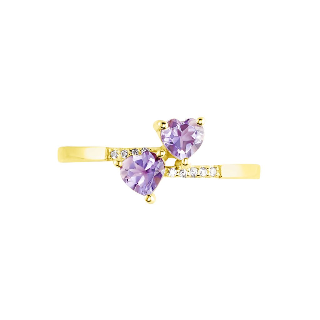 Bague Myrtie Or Jaune Amethyste Violet Oxyde De Zirconium - Bagues avec pierre Femme | Histoire d&rsquo;Or