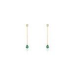Boucles D'oreilles Pendantes Gracilia Or Jaune Emeraude Diamant - Boucles d'oreilles pendantes Femme | Histoire d&rsquo;Or