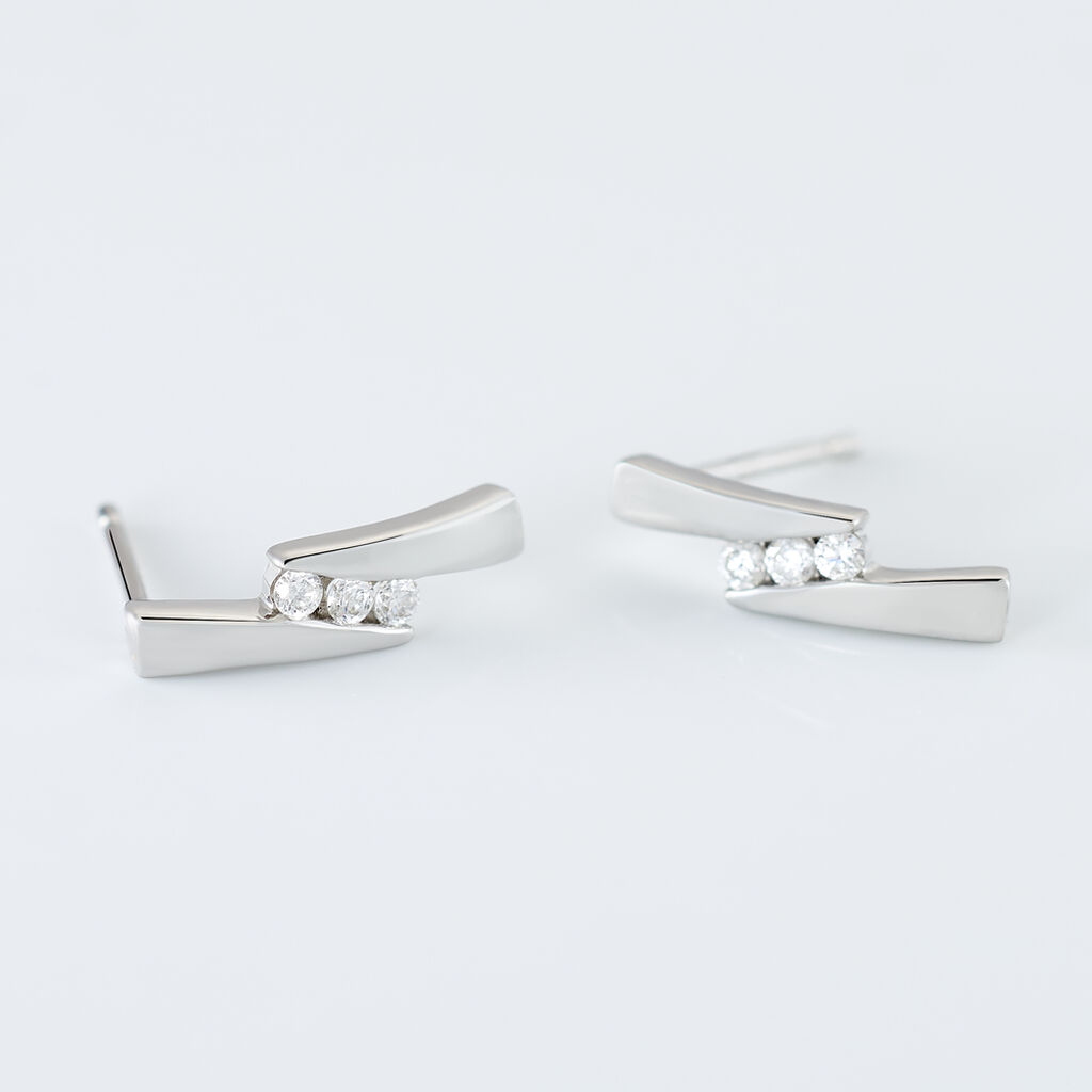 Boucles D'oreilles Puces Galya Or Blanc Diamant - Clous d'oreilles Femme | Histoire d’Or