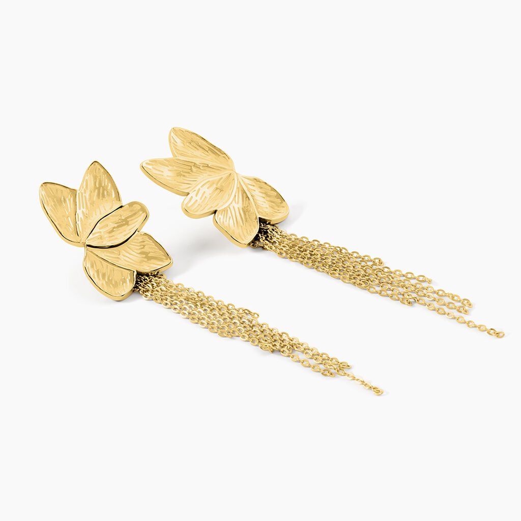 Boucles D'Oreilles Pendantes Thimea Acier Jaune Sans Pierre - Boucles d'oreilles fantaisie Femme | Histoire d’Or